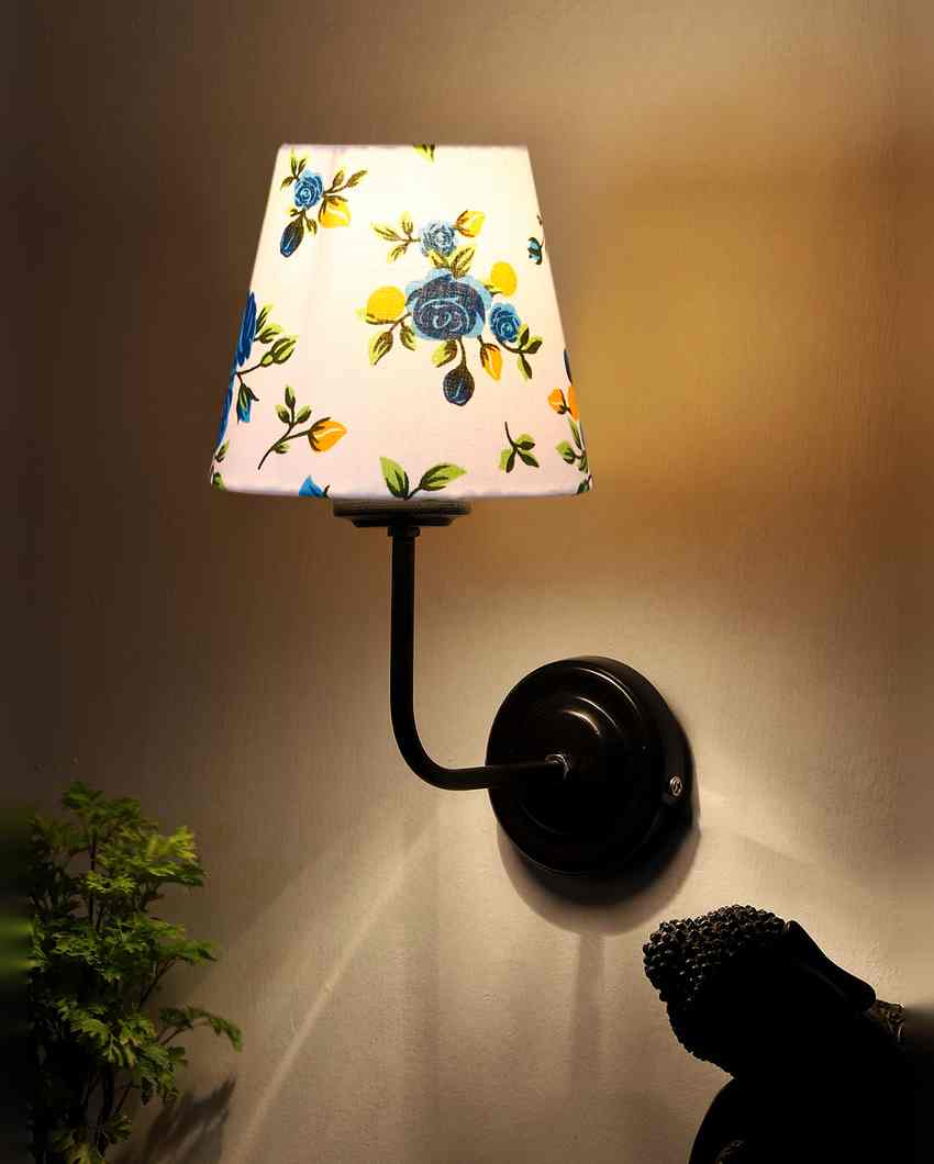 Elegant Artistic Cotton Shade Wall Mounted Lamp with Iron Base | 7 x 6 x 10 inches