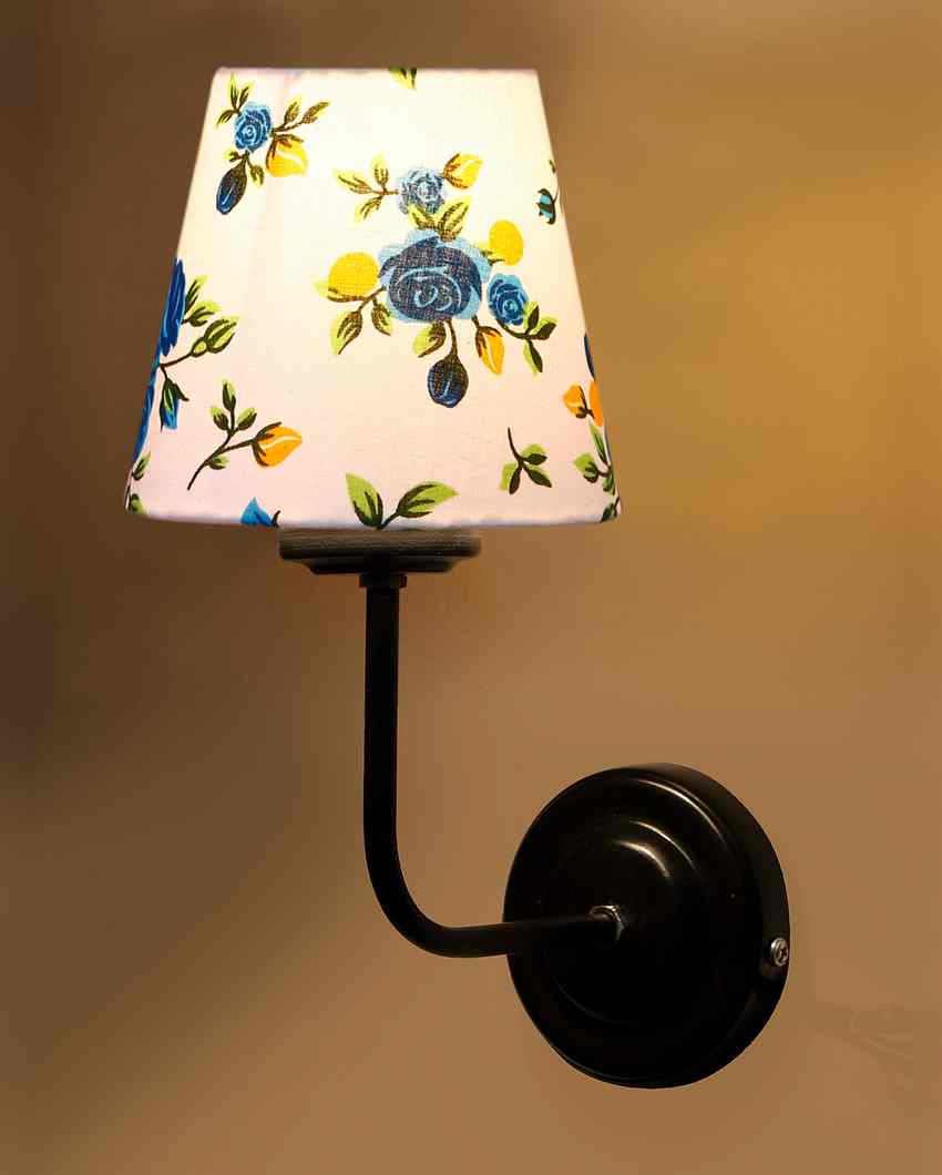 Elegant Artistic Cotton Shade Wall Mounted Lamp with Iron Base | 7 x 6 x 10 inches