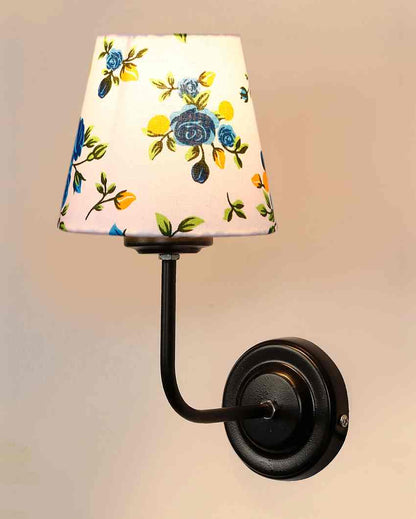 Elegant Artistic Cotton Shade Wall Mounted Lamp with Iron Base | 7 x 6 x 10 inches