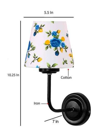 Elegant Artistic Cotton Shade Wall Mounted Lamp with Iron Base | 7 x 6 x 10 inches