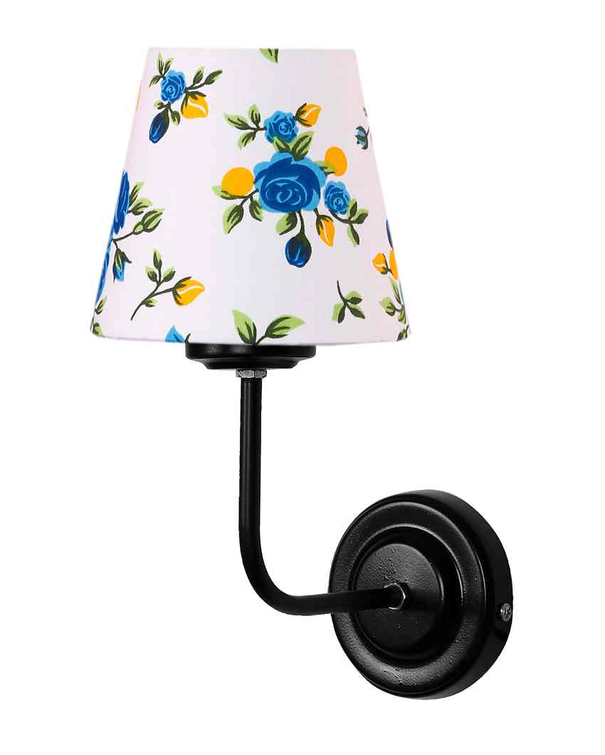 Elegant Artistic Cotton Shade Wall Mounted Lamp with Iron Base | 7 x 6 x 10 inches