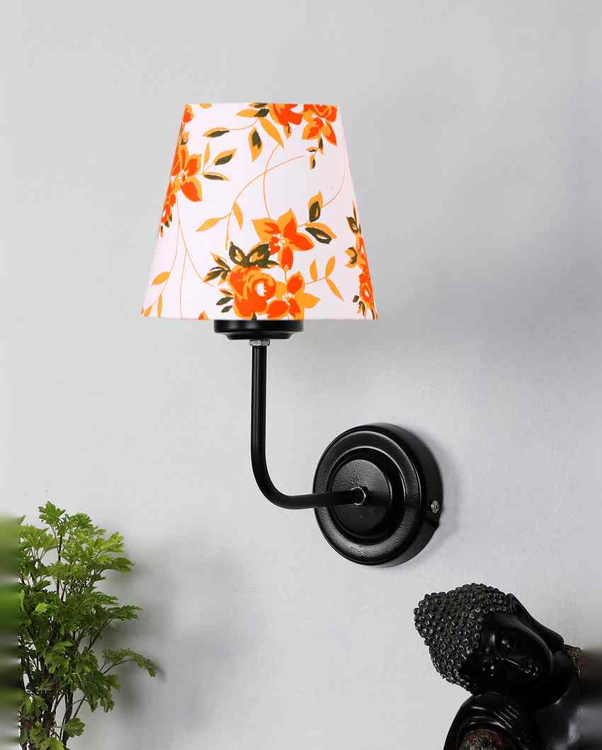 Sophisticated Textured Cotton Shade Wall Mounted Lamp With Iron Base | 7 x 6 x 10 inches