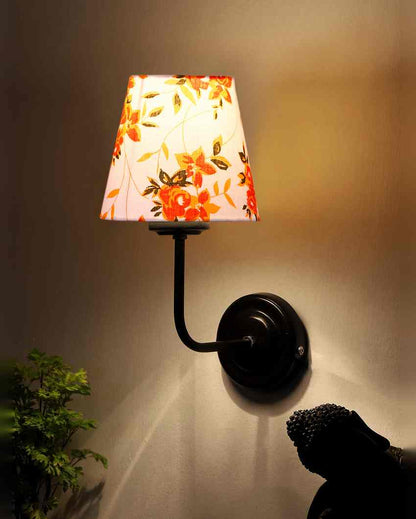 Sophisticated Textured Cotton Shade Wall Mounted Lamp With Iron Base | 7 x 6 x 10 inches