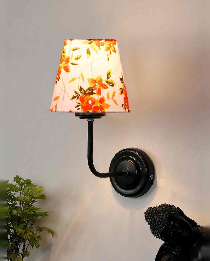 Sophisticated Textured Cotton Shade Wall Mounted Lamp With Iron Base | 7 x 6 x 10 inches