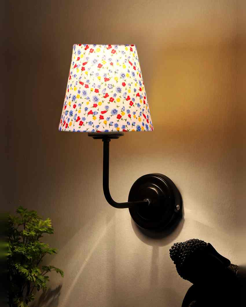 Simple Minimalist Cotton Shade Wall Mounted Lamp With Iron Base | 7 x 6 x 10 inches