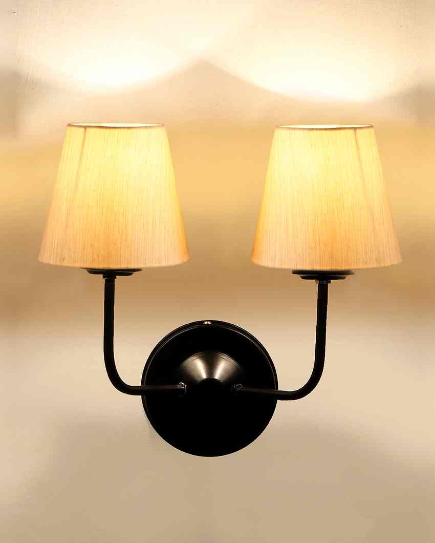 Elegant Cotton Wall Mounted Dual Lamp with Iron Base | Set of 2 | 4 x 13 inches