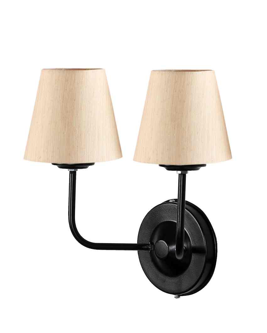 Elegant Cotton Wall Mounted Dual Lamp with Iron Base | Set of 2 | 4 x 13 inches