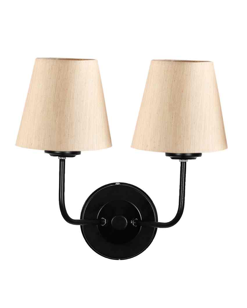 Elegant Cotton Wall Mounted Dual Lamp with Iron Base | Set of 2 | 4 x 13 inches