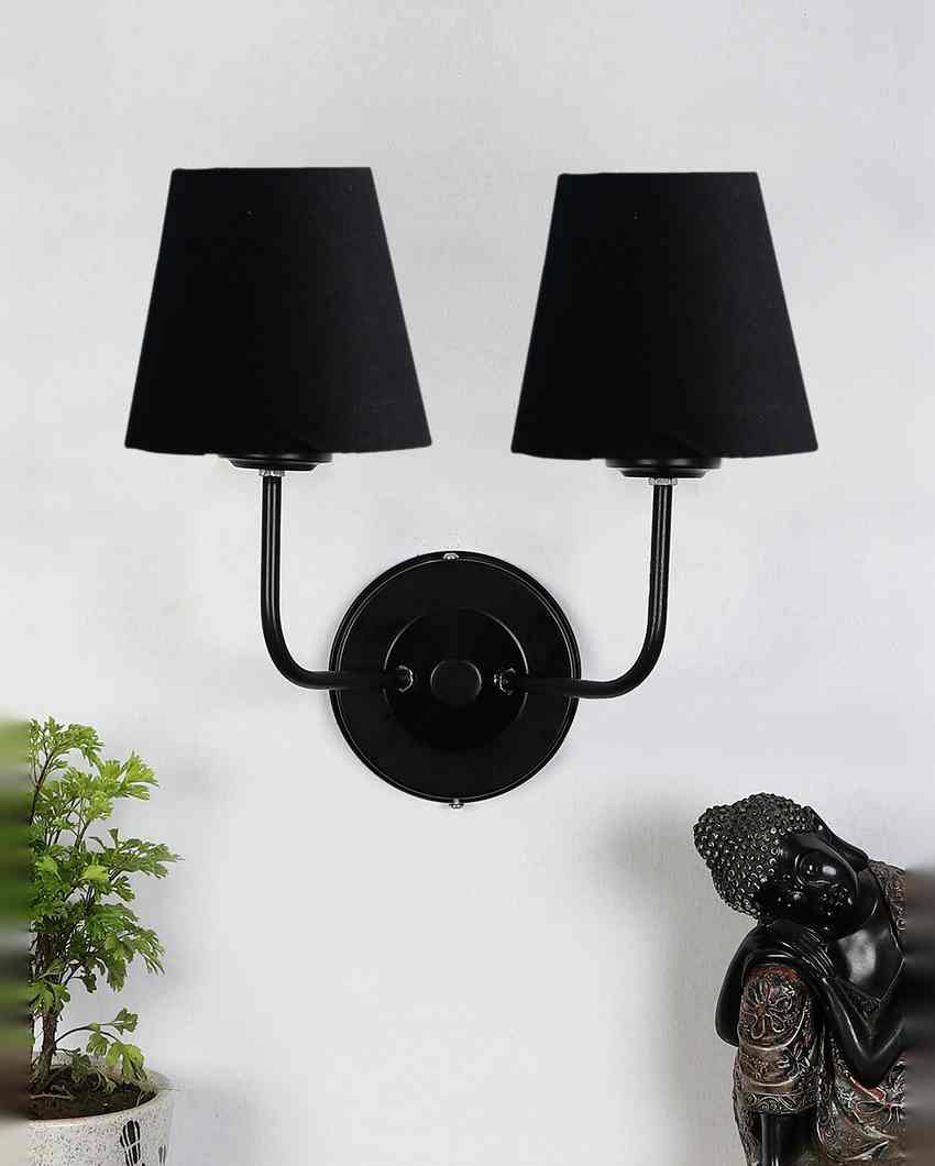 Elegant Cotton Wall Mounted Dual Lamp with Iron Base | Set of 2 | 4 x 13 inches