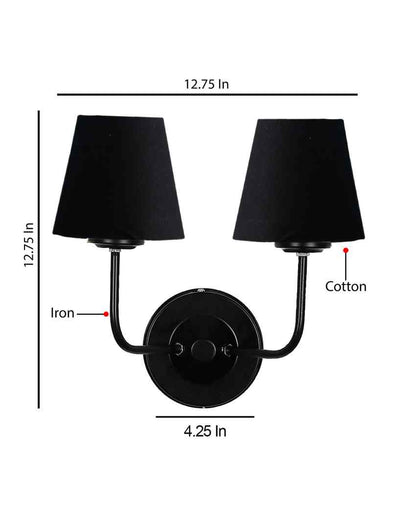 Elegant Cotton Wall Mounted Dual Lamp with Iron Base | Set of 2 | 4 x 13 inches