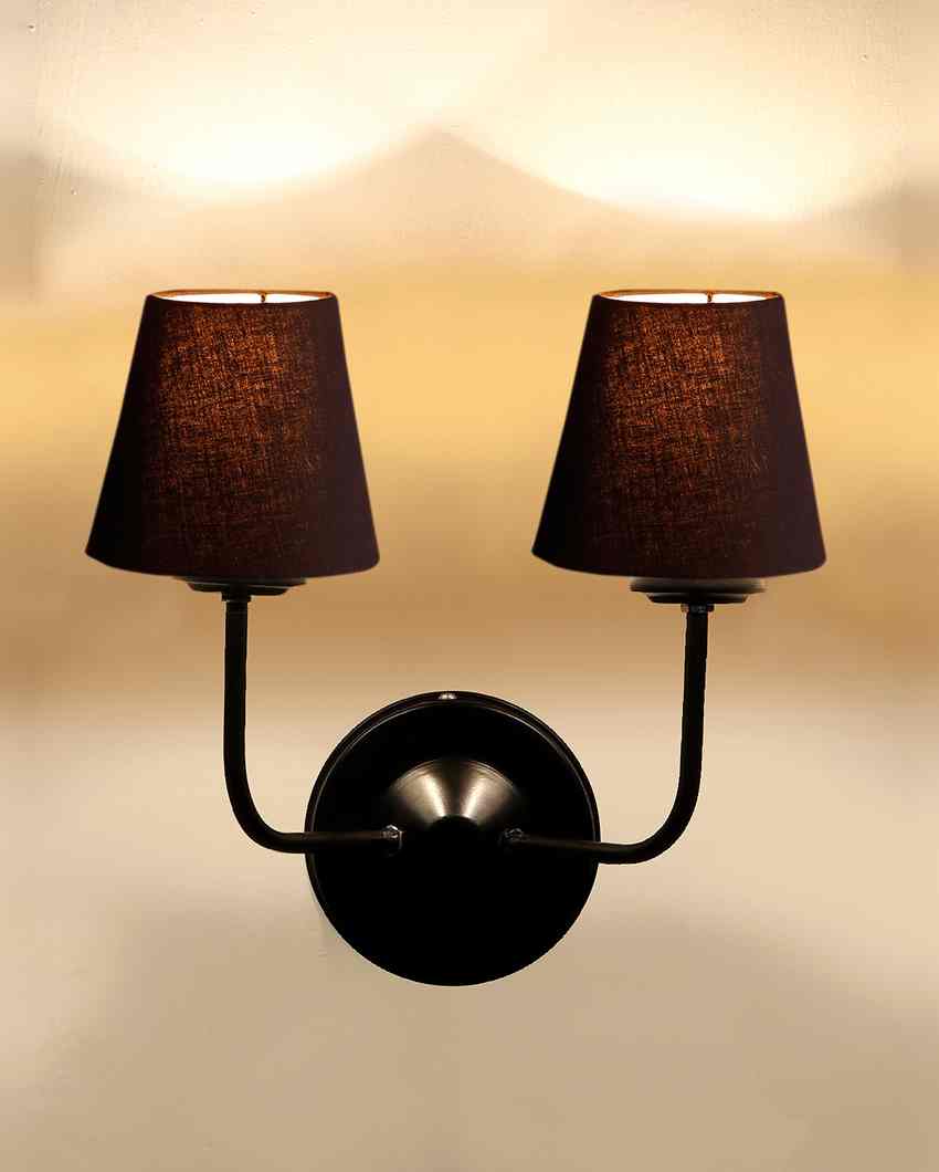 Elegant Cotton Wall Mounted Dual Lamp with Iron Base | Set of 2 | 4 x 13 inches