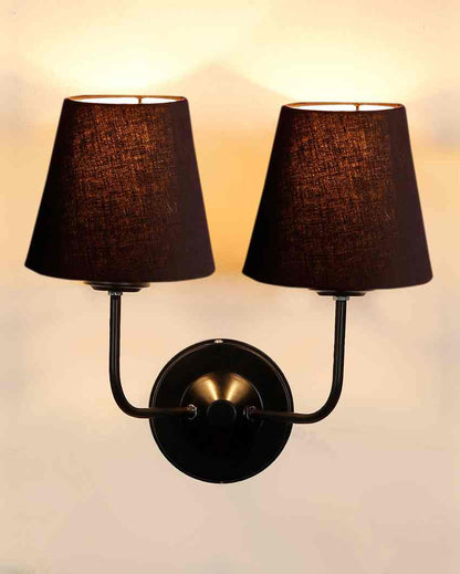 Elegant Cotton Wall Mounted Dual Lamp with Iron Base | Set of 2 | 4 x 13 inches