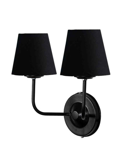 Elegant Cotton Wall Mounted Dual Lamp with Iron Base | Set of 2 | 4 x 13 inches