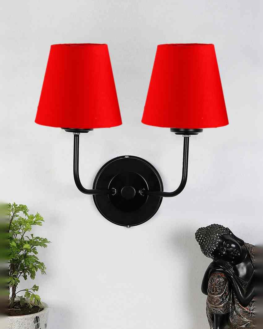 Elegant Cotton Wall Mounted Dual Lamp with Iron Base | Set of 2 | 4 x 13 inches