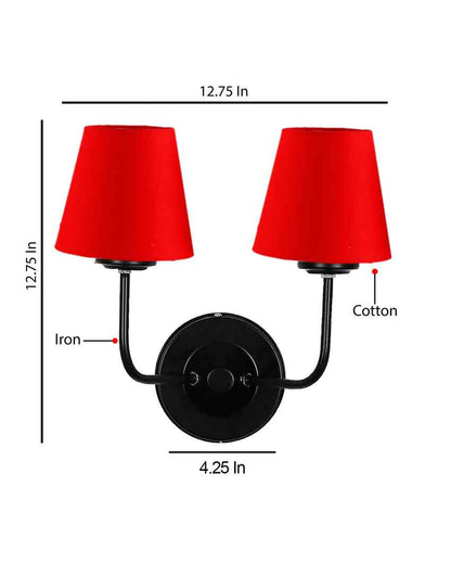 Elegant Cotton Wall Mounted Dual Lamp with Iron Base | Set of 2 | 4 x 13 inches