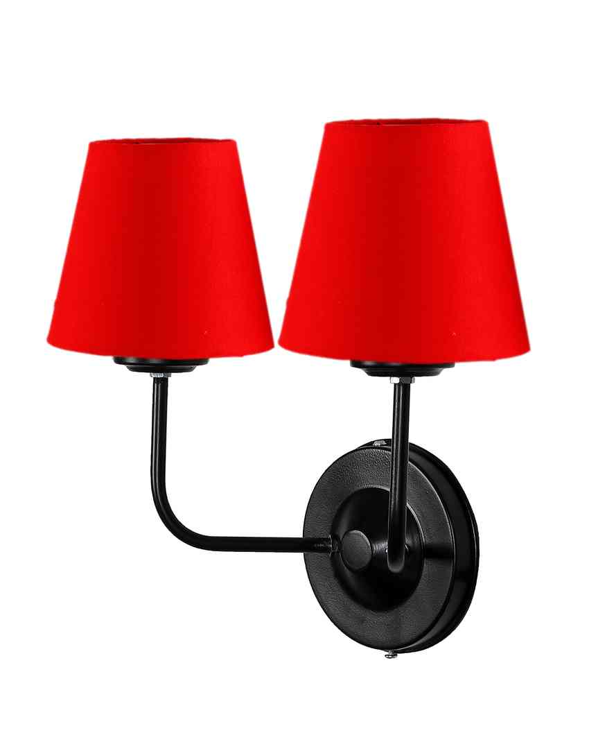 Elegant Cotton Wall Mounted Dual Lamp with Iron Base | Set of 2 | 4 x 13 inches