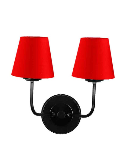 Elegant Cotton Wall Mounted Dual Lamp with Iron Base | Set of 2 | 4 x 13 inches