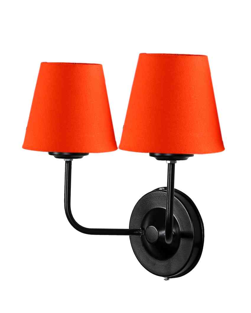 Elegant Cotton Wall Mounted Dual Lamp with Iron Base | Set of 2 | 4 x 13 inches