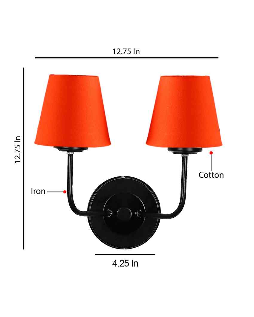 Elegant Cotton Wall Mounted Dual Lamp with Iron Base | Set of 2 | 4 x 13 inches