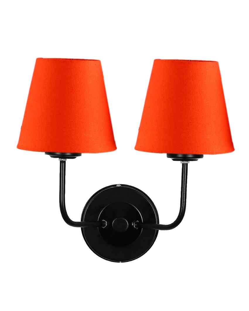 Elegant Cotton Wall Mounted Dual Lamp with Iron Base | Set of 2 | 4 x 13 inches