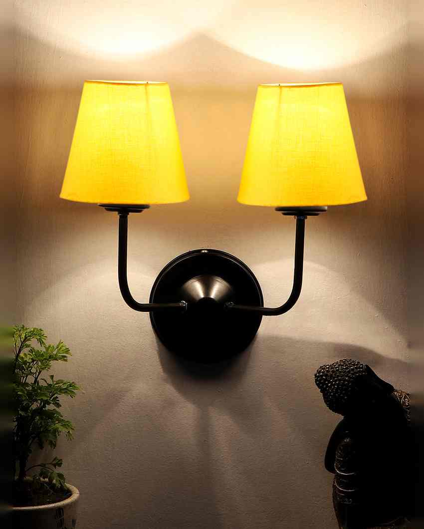 Elegant Cotton Wall Mounted Dual Lamp with Iron Base | Set of 2 | 4 x 13 inches