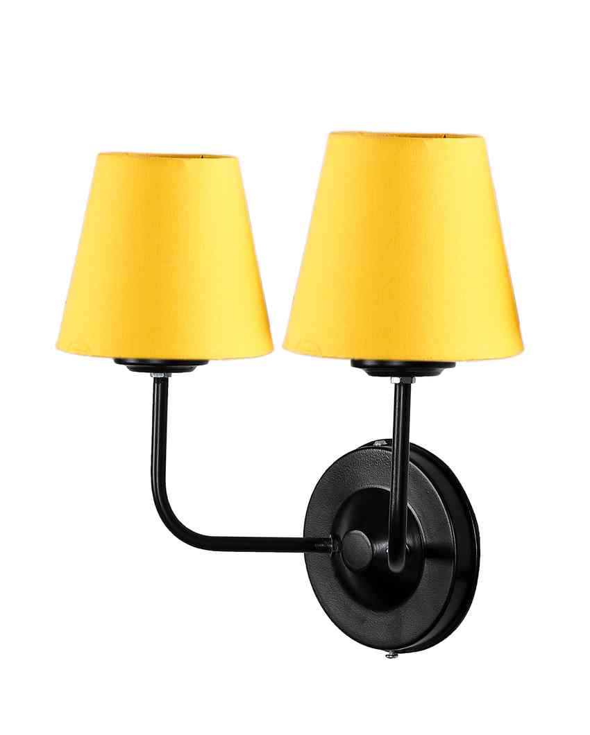 Elegant Cotton Wall Mounted Dual Lamp with Iron Base | Set of 2 | 4 x 13 inches