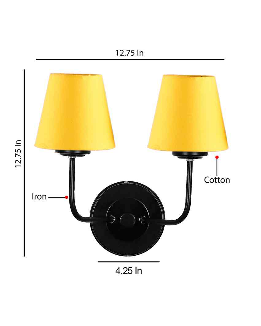 Elegant Cotton Wall Mounted Dual Lamp with Iron Base | Set of 2 | 4 x 13 inches