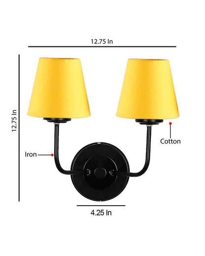 Elegant Cotton Wall Mounted Dual Lamp with Iron Base | Set of 2 | 4 x 13 inches