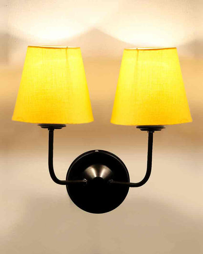 Elegant Cotton Wall Mounted Dual Lamp with Iron Base | Set of 2 | 4 x 13 inches