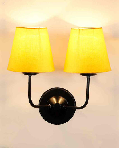 Elegant Cotton Wall Mounted Dual Lamp with Iron Base | Set of 2 | 4 x 13 inches