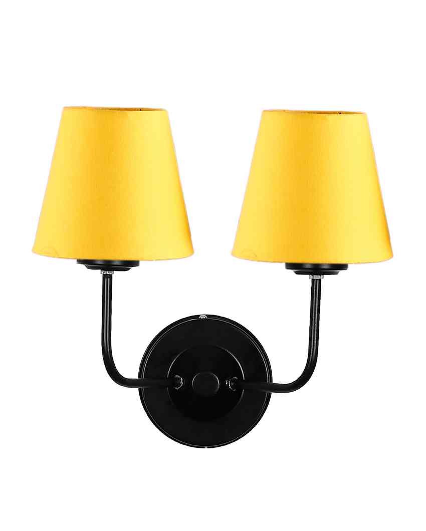 Elegant Cotton Wall Mounted Dual Lamp with Iron Base | Set of 2 | 4 x 13 inches