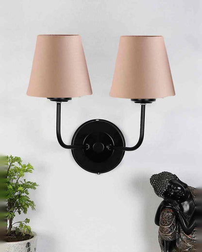 Elegant Cotton Wall Mounted Dual Lamp with Iron Base | Set of 2 | 4 x 13 inches