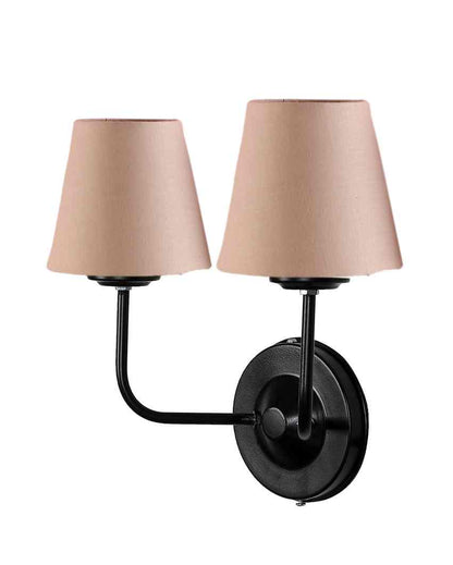 Elegant Cotton Wall Mounted Dual Lamp with Iron Base | Set of 2 | 4 x 13 inches