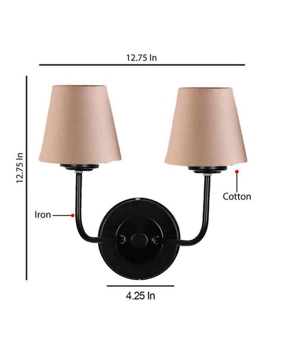 Elegant Cotton Wall Mounted Dual Lamp with Iron Base | Set of 2 | 4 x 13 inches