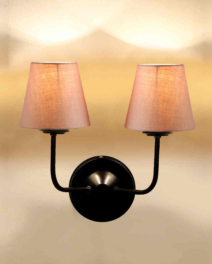 Elegant Cotton Wall Mounted Dual Lamp with Iron Base | Set of 2 | 4 x 13 inches