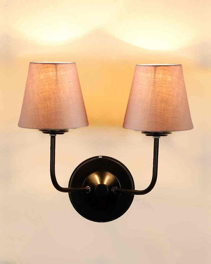 Elegant Cotton Wall Mounted Dual Lamp with Iron Base | Set of 2 | 4 x 13 inches