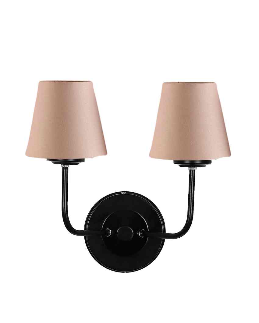 Elegant Cotton Wall Mounted Dual Lamp with Iron Base | Set of 2 | 4 x 13 inches