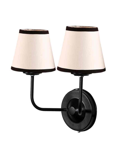 Bold Chic White & Black Cotton Wall Dual Lamp Iron Base | Set of 2 | 4 x 13 inches