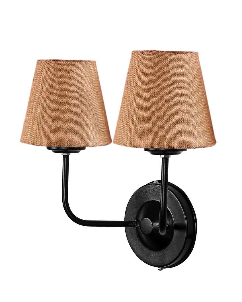 Earthy Jute Wall Mounted Dual Lamp Iron Base | Set of 2 | 4 x 13 inches