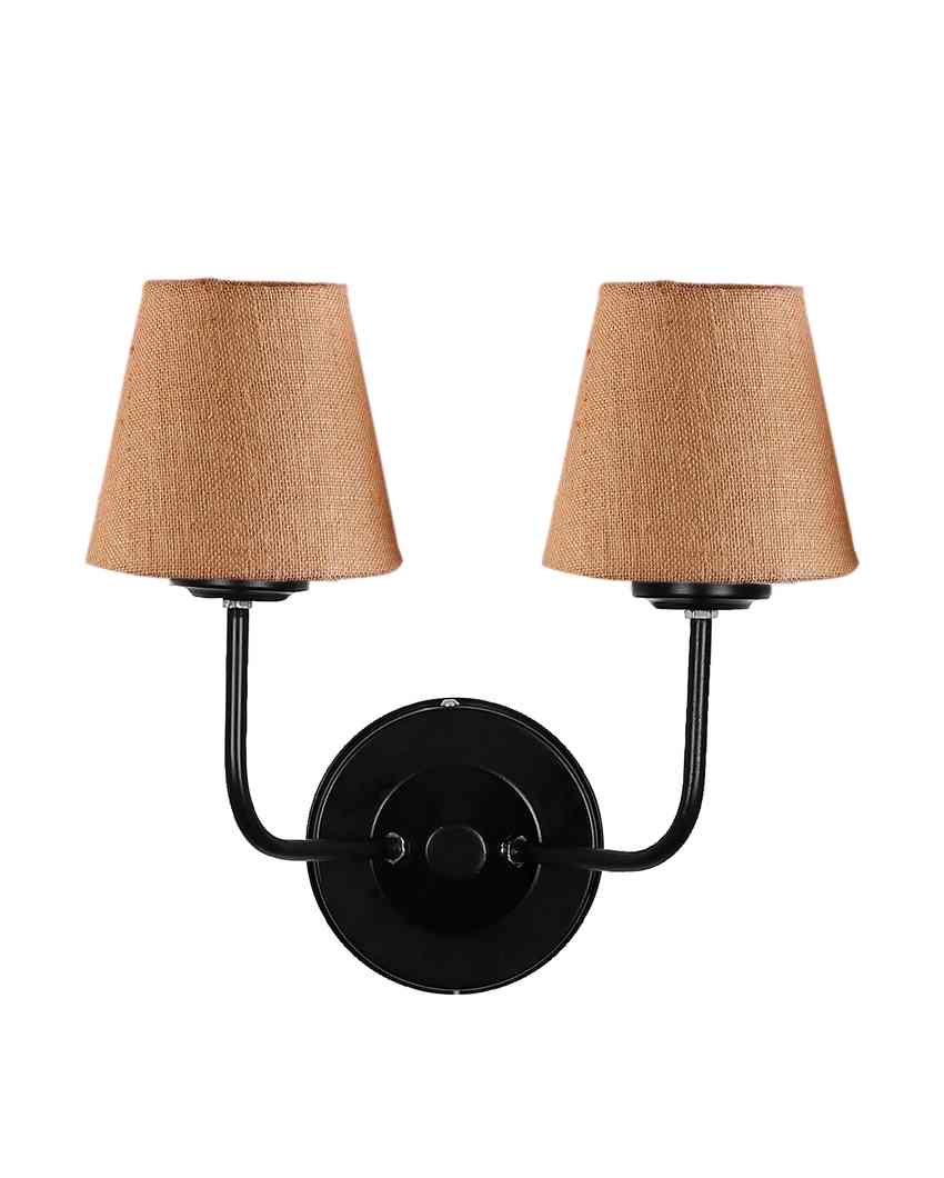 Earthy Jute Wall Mounted Dual Lamp Iron Base | Set of 2 | 4 x 13 inches