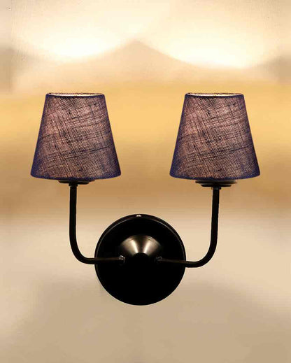 Earthy Jute Wall Mounted Dual Lamp Iron Base | Set of 2 | 4 x 13 inches