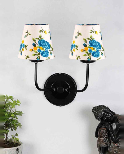 Cozy Cotton Shade Wall Mounted Dual Lamp With Iron Base | Set of 2 | 4 x 13 inches