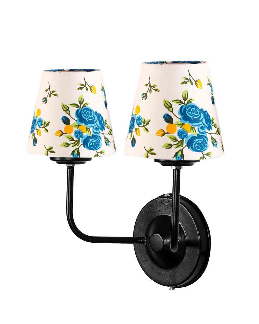 Cozy Cotton Shade Wall Mounted Dual Lamp With Iron Base | Set of 2 | 4 x 13 inches