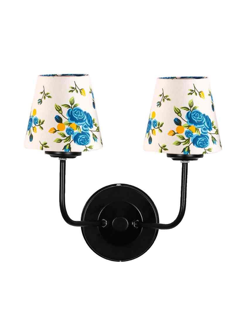 Cozy Cotton Shade Wall Mounted Dual Lamp With Iron Base | Set of 2 | 4 x 13 inches