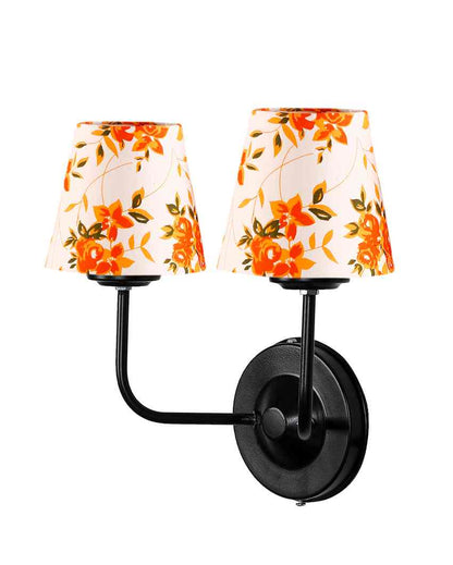 Luxe Elegant Cotton Shade Wall Mounted Dual Lamp with Iron Base | Set of 2 | 4 x 13 inches