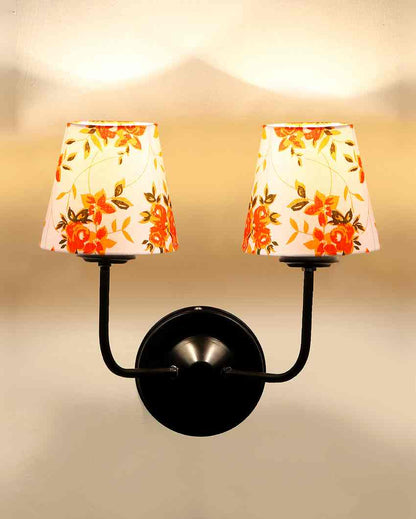 Luxe Elegant Cotton Shade Wall Mounted Dual Lamp with Iron Base | Set of 2 | 4 x 13 inches