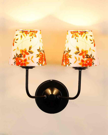 Luxe Elegant Cotton Shade Wall Mounted Dual Lamp with Iron Base | Set of 2 | 4 x 13 inches