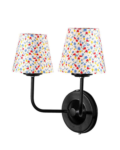 Chic Cotton Shade Wall Dual Lamp Iron Base | Set of 2 | 4 x 13 inches