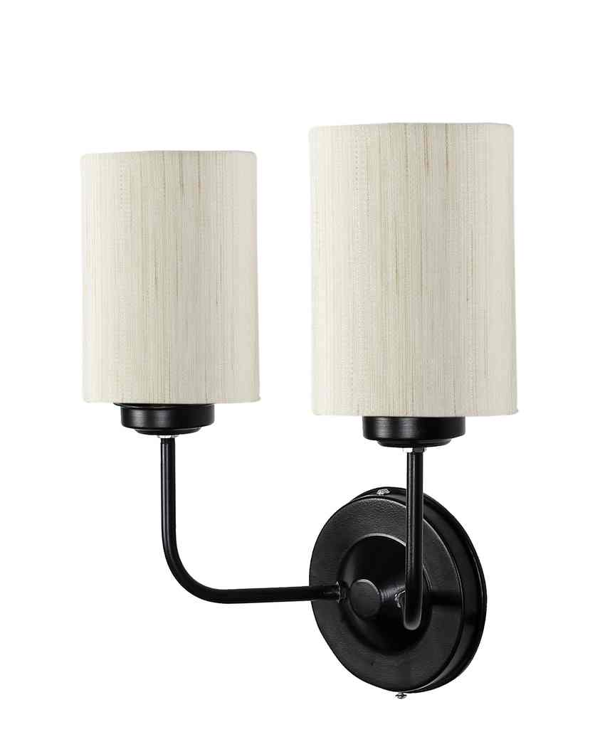 Timeless Cotton Wall Mounted Dual Lamp with Iron Base | Set of 2 | 4 x 12 x 14 inches