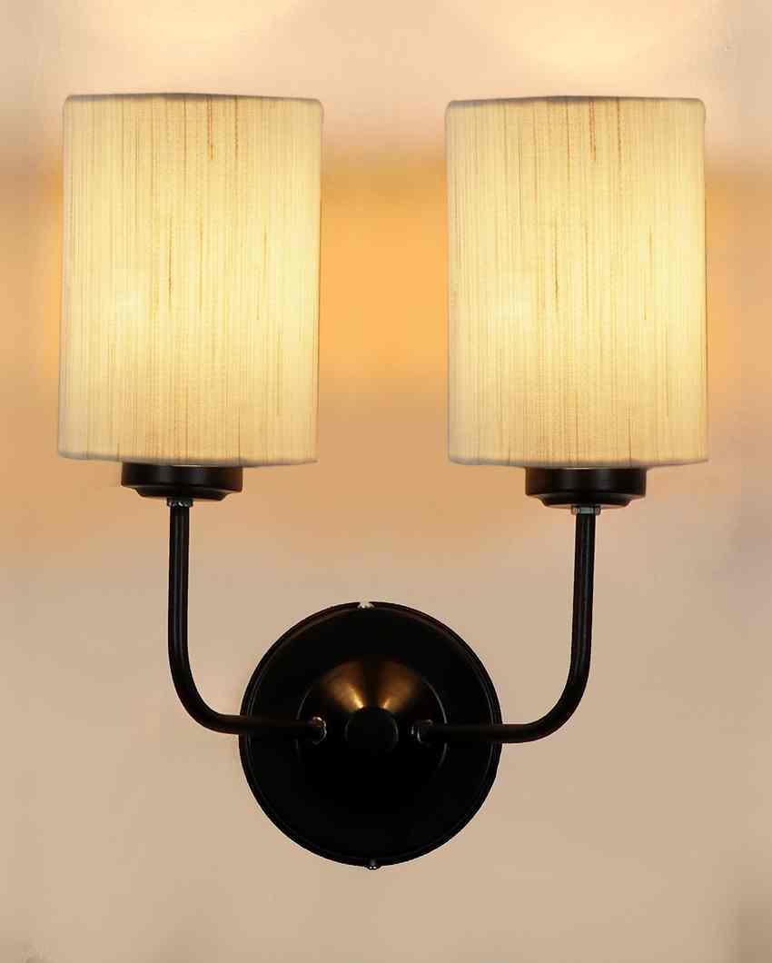 Timeless Cotton Wall Mounted Dual Lamp with Iron Base | Set of 2 | 4 x 12 x 14 inches